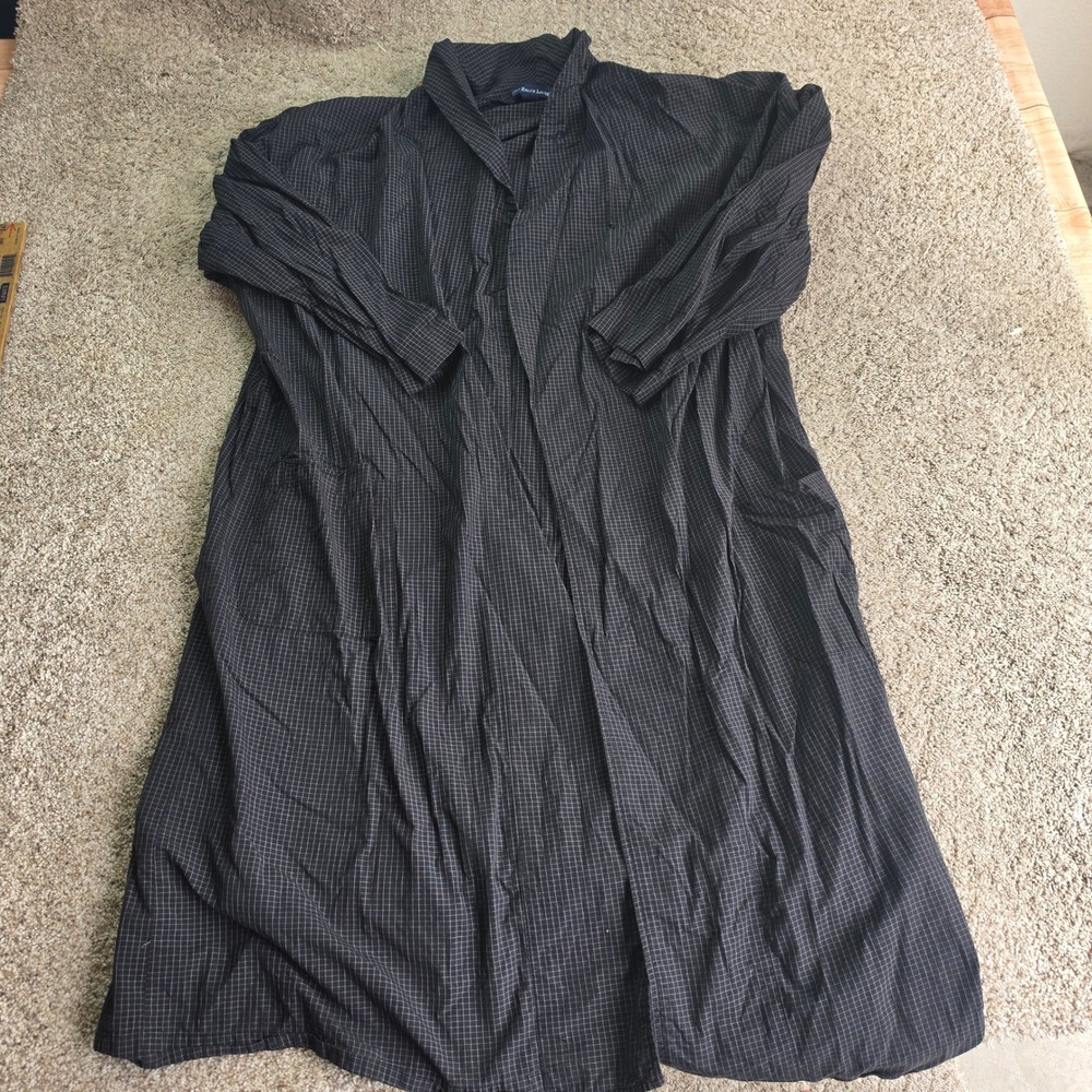 Polo Ralph Lauren Robe Mens L/XL Black White Grid Cotton Loungewear Adult
